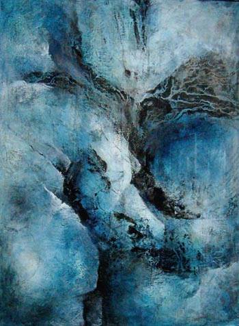 "Eaux souterraines" : tableau goudron et acrylique de Fabienne Quinsac - peinture contemporaine